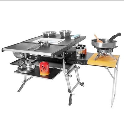 Table de camping pliable en acier inoxydable en aluminium pour cuisine portable dans la voiture ou la maison