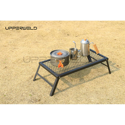 Grille de camping à feu de camp pliant noir portable à charge lourde grille de camping pour camping en plein air