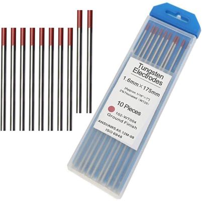 WT20 électrodes de tungstène de 1,6 mm pour soudage TIG Tête rouge Performance thoriée à 2%