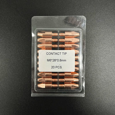 Professionnel M6 28 0.8MM pointe de contact en laiton pour la torche de soudage Mig dans l'industrie du soudage