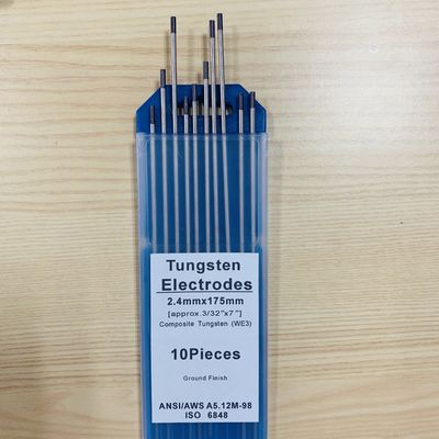 WE3 électrodes de tungstène tête noire composite tungstène 2,4 mm * 175 mm Idéal pour le soudage TIG