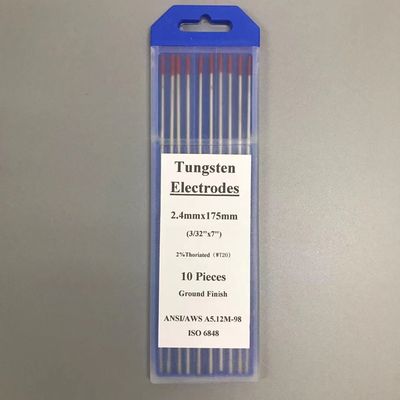 TIG Consommables de soudage 2,4 mm*175 mm Électrodes de tungstène thoriées à tête rouge WT20 2%