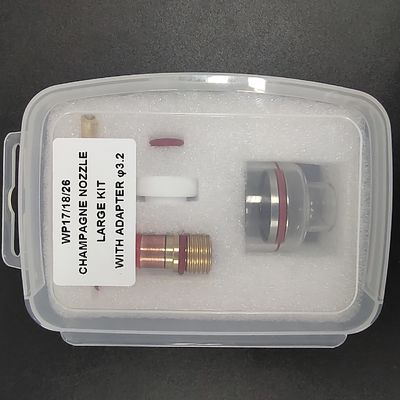 WP-17/18/26 Champagne 3.2 mm Tig Nozzle Grand Kit avec adaptateur pour le quartz de soudage TIG