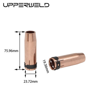 Nozzle de soudage à gaz MIG MAG refroidi à l'air avec pointe de contact du diffuseur de gaz Longueur de 75,96 mm