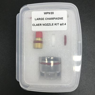 WP-9/20 Grand Kit de buse de quartz clair à champagne pour les accessoires de soudage Tig de 2,4 mm