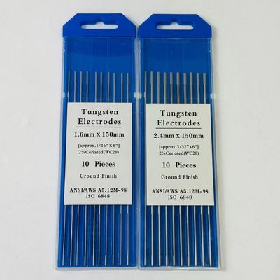 Support ODM personnalisé électrodes de tungstène WC20 de 1,6 mm*150 mm pour les consommables de soudage TIG