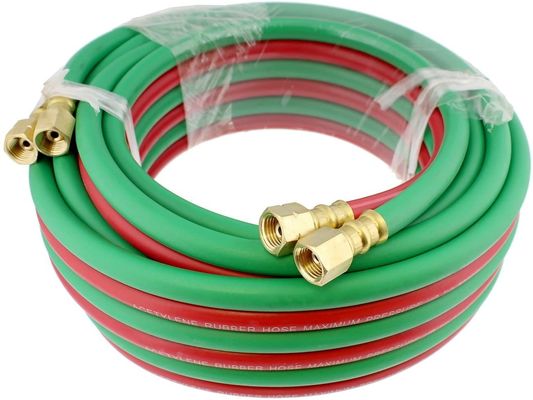 1.63KGS tuyau souple 25ft 1/4 &quot; B raccords 800PSI Oxy Acétylène Twin Type T Grade R Grade tuyau de soudage