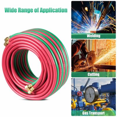 1.63KGS tuyau souple 25ft 1/4 &quot; B raccords 800PSI Oxy Acétylène Twin Type T Grade R Grade tuyau de soudage