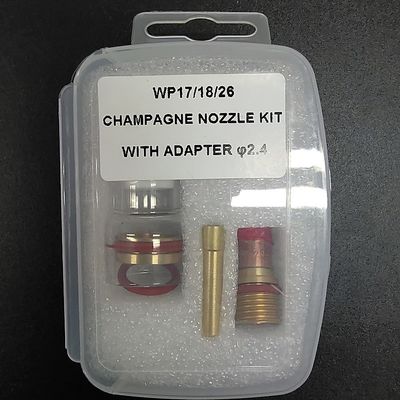 Parties et accessoires de la torche de soudage à tigue claire Kit de buse de champagne avec adaptateur 2,4 mm