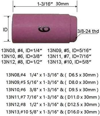 TIG Torche de soudage SR WP920 24 25 Adaptation 13N08 13N09 13N10 13N11 13N12 13N13 Coupe à buse 10 pièces