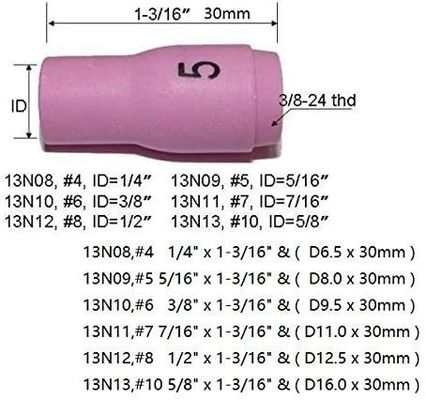 TIG Torche de soudage SR WP920 24 25 Adaptation 13N08 13N09 13N10 13N11 13N12 13N13 Coupe à buse 10 pièces