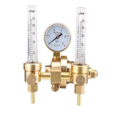 Régulateur de gaz de CO2 Compteur de débit en cuivre complet pour les soudeurs à mig, comprenant des vannes jaunes en laiton