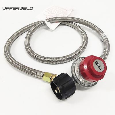 5ft rouge et argent propane en acier inoxydable tressé réservoir de camping tuyau de gaz de GPL avec jauge