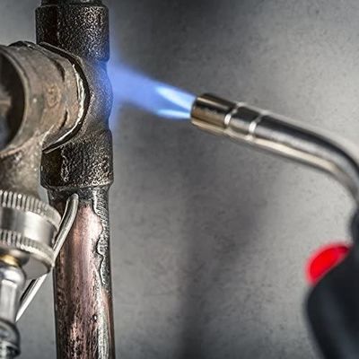 Torche de soudage au gaz de propane à déclenchement avec brûleur à cou court et allumage à pression facile