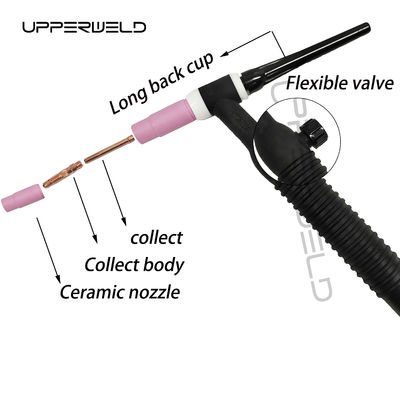Pièces de lampe de soudage à refroidissement par air WP26 TIG pour longueur de câble de 4 m et corps de tête flexible