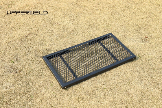 Grille de camping à feu de camp pliant noir portable à charge lourde grille de camping pour camping en plein air