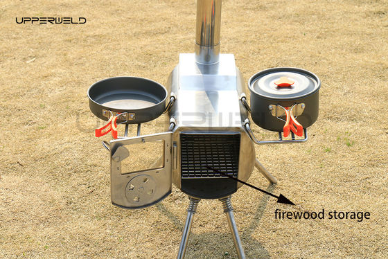 Camping 304 Cuisinière à bois en acier inoxydable avec cheminée Résistance à la pression