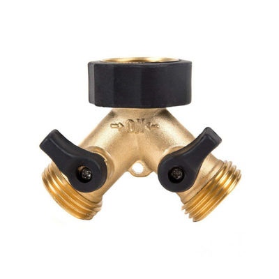 Connecteur de tuyau de jardin en laiton séparateur de robinet avec 2 vannes et 2 laveuses raccords de connexion