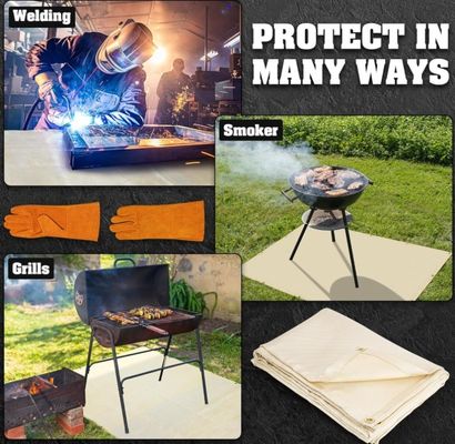 Soudage du travail couverture isolante ignifuge de 6x8 pieds avec gants de protection des mains