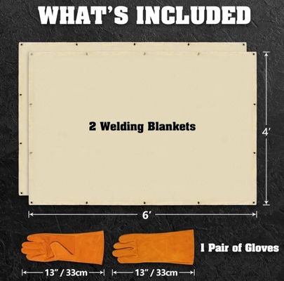 Couverture de soudage 100% ignifuge de 6x8 pieds 2 paquets avec gants de protection pour les mains
