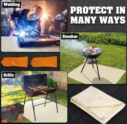 Couverture de soudage 100% ignifuge de 6x8 pieds 2 paquets avec gants de protection pour les mains